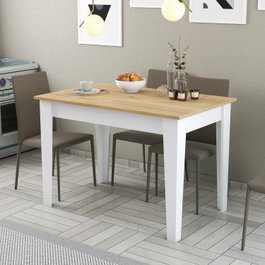 Aucune Mesa de cocina KIEVA Blanco/Roble